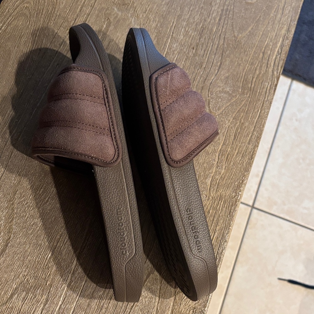 Adidas Chocolate Brown Slide Sandals - Picture 2 of 3